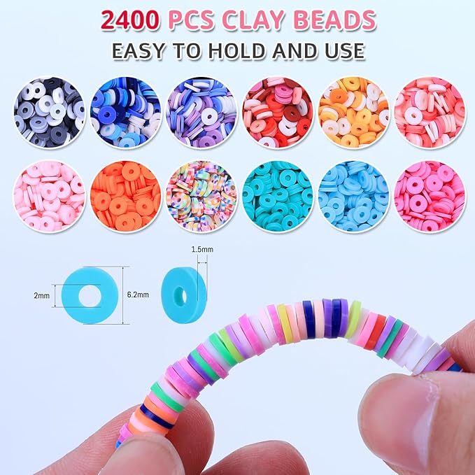AIPRIDY 3200 Pcs Unicorn Jewelry Activity Kit,Clay Beads Bracelet Making Kit,Flat College Style Beading for Friendship Jewelry Making,Crystal Time Gem Ring Gifts,DIY Crafts for Teen Girls(Pink)