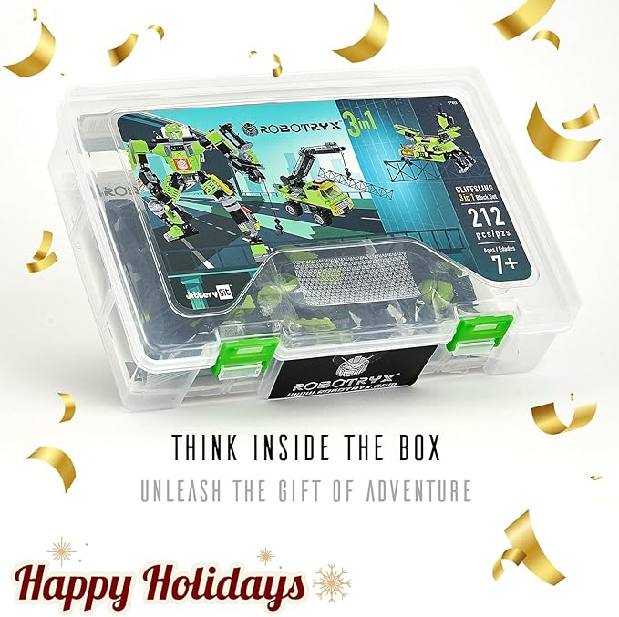 JITTERYGIT Mech Buildable Robot Glow in The Dark STEM Action Figure Toy Set, Cool Space Super Hero Christmas Birthday Gift, Xmas 3 in 1 Present DIY for Boys, Girls, Teen 6 7 8 9 10 Year Olds