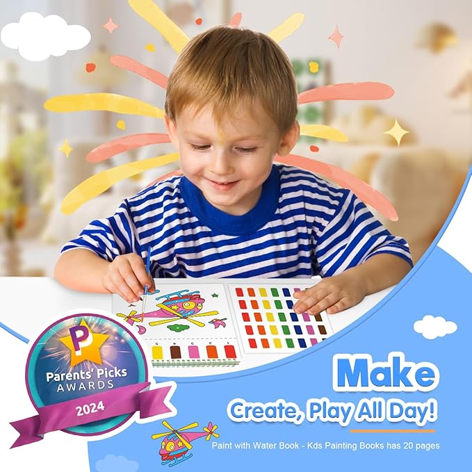 ZMLM Paint with Water Books for Kids - Easter Basket Stuffers Mess Free Coloring Activity for Toddlers - Arts & Crafts Gifts Toys for Valentines Birthday Christmas Boy Girls Ages 4 5 6 7 8(Traffic)
