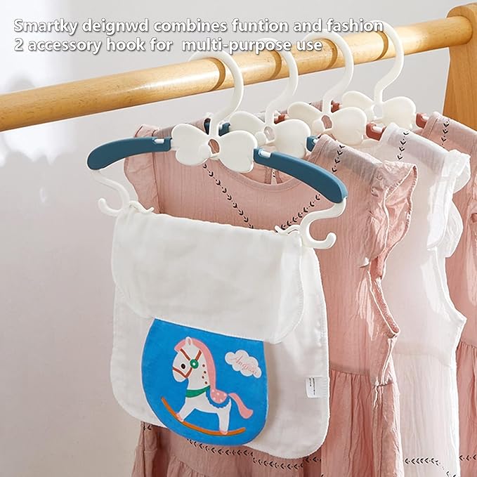 Kids Clothes Hangers, 11-14.5" Adjustable Toddler Hangers for Newborn Closet, Plastic Small Infant Hanger for Toddler Pant, Child Coat Hanger for Boy Nursery Clothing, 30 Pack Blue
