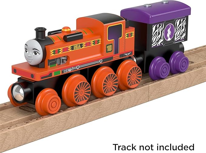 Thomas & Friends Wooden Railway Toy Train Nia Push-Along Wood Engine & Cargo Car for Toddlers & Preschool Kids Ages 2+ Years (Amazon Exclusive)