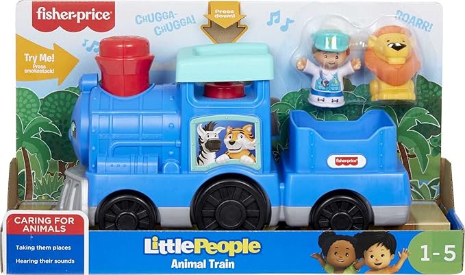 Fisher-Price Little People Toddler Toy Animal Train Push-Along Vehicle with Music Sounds & Figures for Preschool Pretend Play Kids Ages 1+ Years