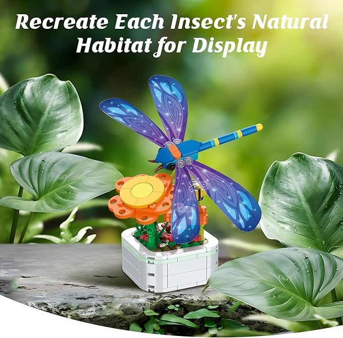 POKONBOY 6 Pack Flowers Building Set, Creative Flower Building Toys Bonsai Building Kits Botanical Collection for Home Room Decor Christmas Birthday Gift for Girls Boys Aged 6 and Up