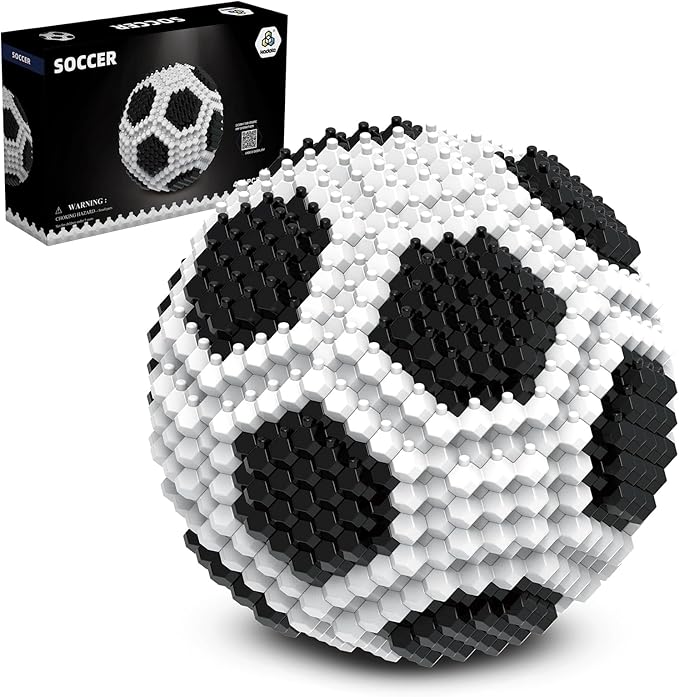 Soccer Ball Building Block Set, Adults' challenging STEM Block Decorations, Miniature 3D Educational Toys for Ages 14 15 16 and Above, (437 Pieces)