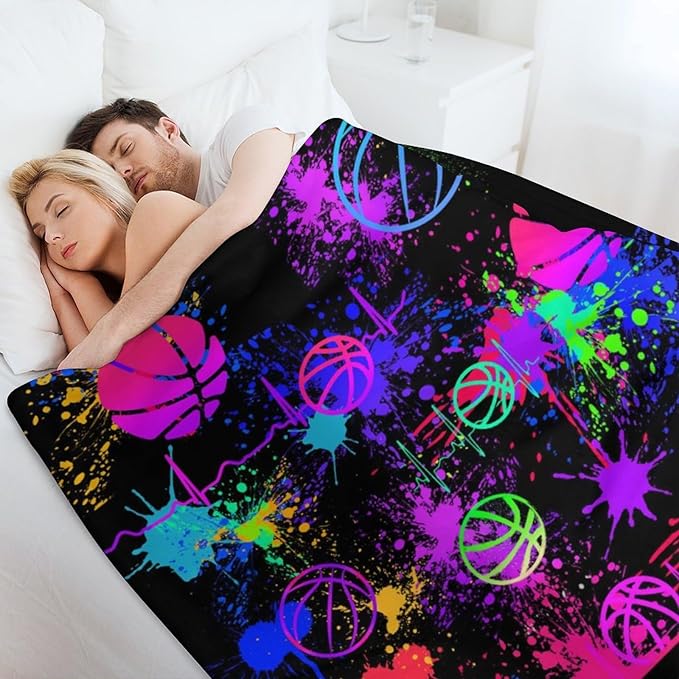Custom Basketball Blanket - Soft Flannel Sports Basketball Blankets for Girls Boys Kids Pet Basketball Lovers - Warm Basketball Throw Blankets for All Season Sofa Lap, Chair - 40"x30"