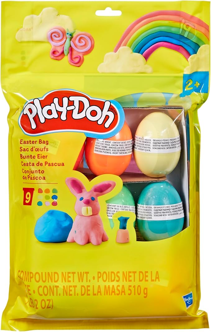 Play-Doh Easter Eggs Bag 9 Pack, 2 Ounces Each, Assorted Colors, Preschool Crafts for Kids 2 Years and Up, Easter Basket Toys
