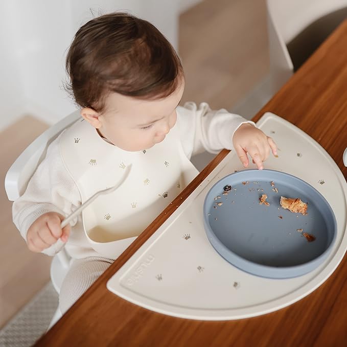 mushie Classic Silicone Suction Plate | BPA-Free Non-Slip Design (Tradewinds)