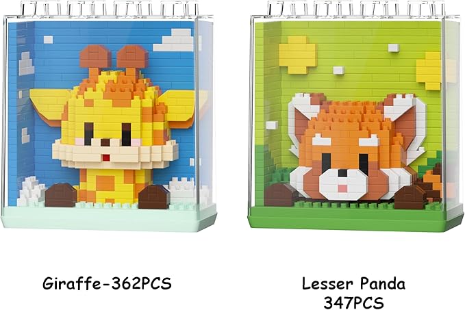Mini Animals Building Blocks Set,with Pig, Tiger,Panda,Capybara,4Packs Kit Birthday Party Favor Gifts Toys for Ages 8-13﻿ (Block Zoo B 1386PCS)
