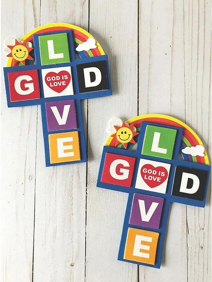 Fun Express God is Love Cross Magnet Craft Kit - Crafts for Kids and Fun Home Activities - VBS Vacation Bible School Supplies/Decor