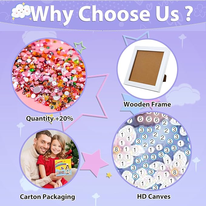 hkejoi Butterfly Diamond Art Painting Kits for Kids with Frame,Butterfly Diamond Art for Kids Ages 4-6-8-12,Easy Kids Gem Art Kit with Cartoon Box for Gift Home Wall Decor 7x7 inch