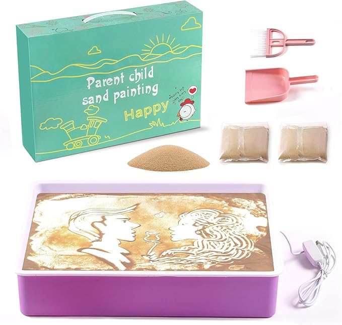 Odoorgames Sand Painting Light Box, Sensory Light Table for Kids - 3 Color Temperature & 10 Levels Adjustable Brightness, 16" (Purple)