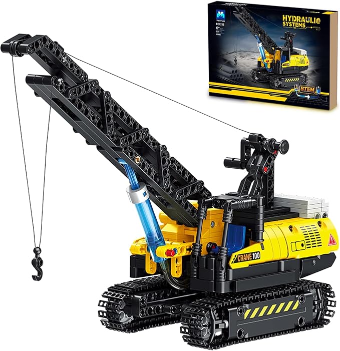 Technic Hydraulic Crane Building Set, 528 PCS Blocks Multifunctional Hydraulic Drive Engineering Car Building Model, Creative Moveable Building STEM Toy for Boys, Kids Teens and Adults