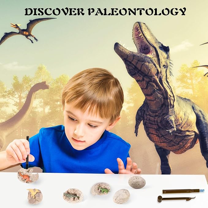 Dinosaur Fossil Digging Kit for Kids, Dinosaur Eggs Excavation Dig Kit, Dinosaur Toys for Kids 5-7 8-12, Great Birthday for Boys and Girls