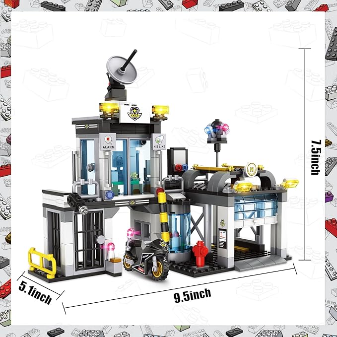 City Police Station Building Blocks Sets, City Command Center with Police Car, Motorcycle, Trailer and Drone, Toy Building Kit Gift for Kids Boys Ages 6-12 (564 Pieces)