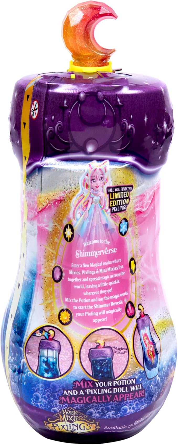 Magic Mixies Pixlings Shimmerverse Series, Create & Mix Magic Potion to Magically Reveal Pheona The Pheonix, This Beautiful 6.5" Shimmerverse Pixling Fashion Doll Appears Inside The Potion Bottle