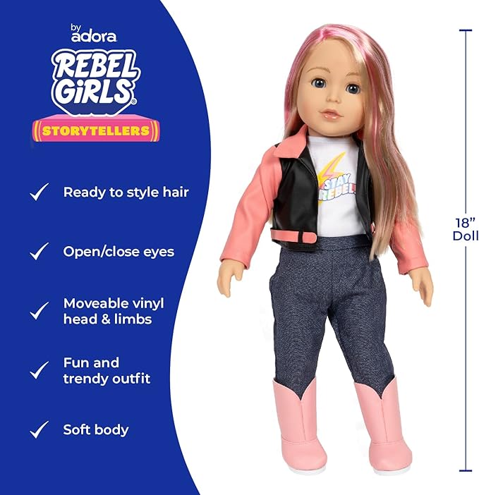 Adora 18" Rebel Girls Doll Collection - Inspired by Good Night Stories Rebel Girl Books - Premium Quality Soft and Movable Doll Body with Realistic Features - Champion