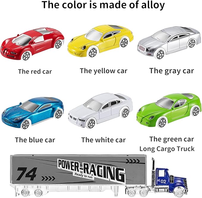 TEMI Diecast Racing Cars Toy Set w/Activity Play Mat, Truck Carrier, Alloy Metal Race Model Car & Assorted Vehicle Play Set for Kids, Boys & Girls