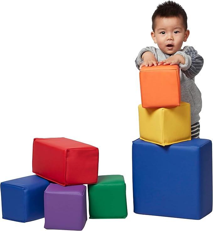 ECR4Kids ELR-12684 Softzone Foam Big Building Blocks, Soft Play for Kids (7-Piece Set), Toddler Blocks, Primary