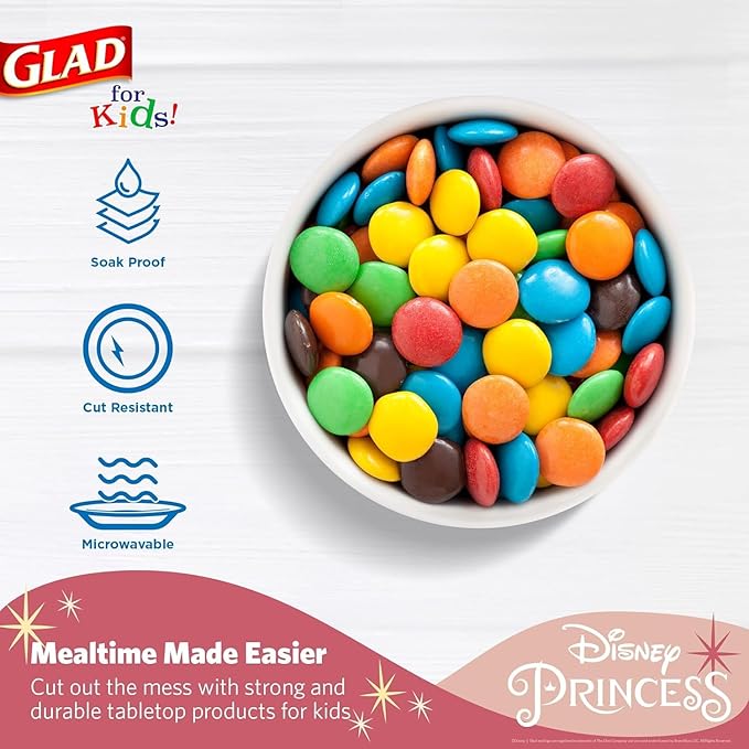 Glad for Kids Disney Princess “Magic is in All of US” 6 Oz Paper Snack Bowls | Disney Princess Paper Snack Bowls for Everyday Use, Kids Snack Bowls | Kid-Friendly, 32 Count - 10 Pack