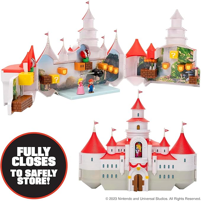 THE SUPER MARIO BROS. MOVIE – Mushroom Kingdom Castle Playset with Mini 1.25” Mario and Princess Peach Figures