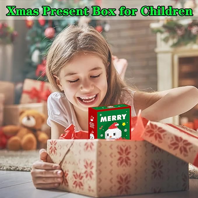 Christmas Red Snowman Building Blocks Set Compatible with Lego Advent Calendar 2024 Stacking New Toys Holiday Present Box New Year Xmas Gifts for Kids for Boys & Girls and Adults