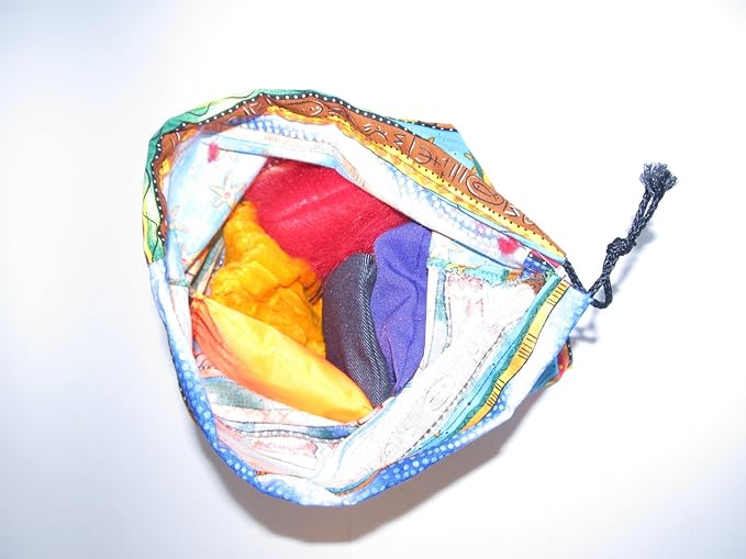 Square 4" Bean Bags, Two Each, red, Orange, Yellow, Green, Blue, and Purple with Drawstring Storage Bag, Direct from USA Manufacturer