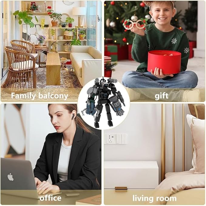 Skibid Toilet Building Block Toy, Toilet Titan Monitoring Man Game Model Toys, Upgraded Electromagnetic Titan Monitoring King, Creative Animation Toy Suitable for Gaming Fans
