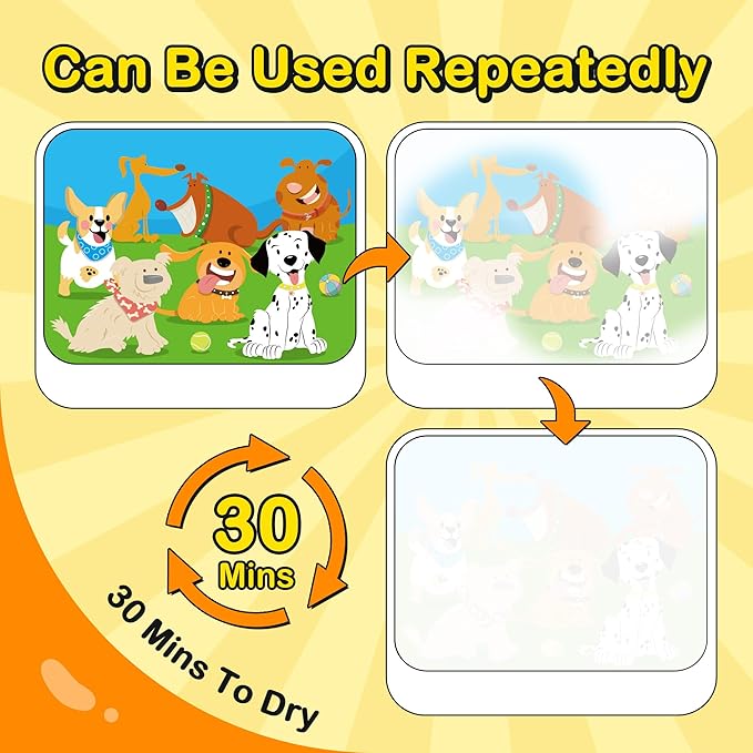 YPLUS Water Reveal Activity Books for Kids, Toddler Travel Toys Mess Free Coloring, Magic Paint with Water Books for Car Plane Yard Ages 3 4 5 6 7 - Theme Animals