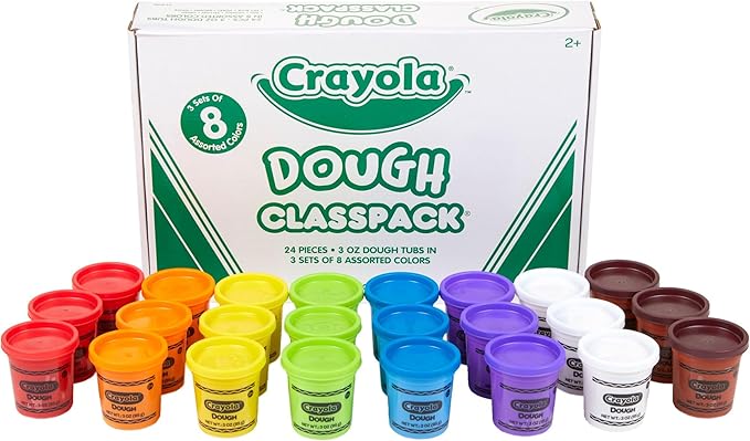 Crayola Dough Classpack, 8 Assorted Colors, Tactile Art Supplies, 3oz Each, 24 Count, Bulk,