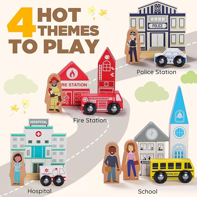 SainSmart Jr. 112-Piece Wooden Train Set for Toddler – Double-Sided Train Tracks, Compatible with Brio, Thomas, Melissa & Doug – Perfect Wood Toy for Boys and Girls