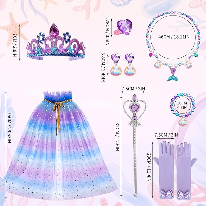 Mermaid Toddler Toys for Ages 4-6, Princess Dress Up for Girls 3-8, 10Pcs Shiny Princess Cape Set Toys for Little Girls 3 4 5 6 7, Kid Toys for Christmas Gifts Birthday Party Favors Pretend Play