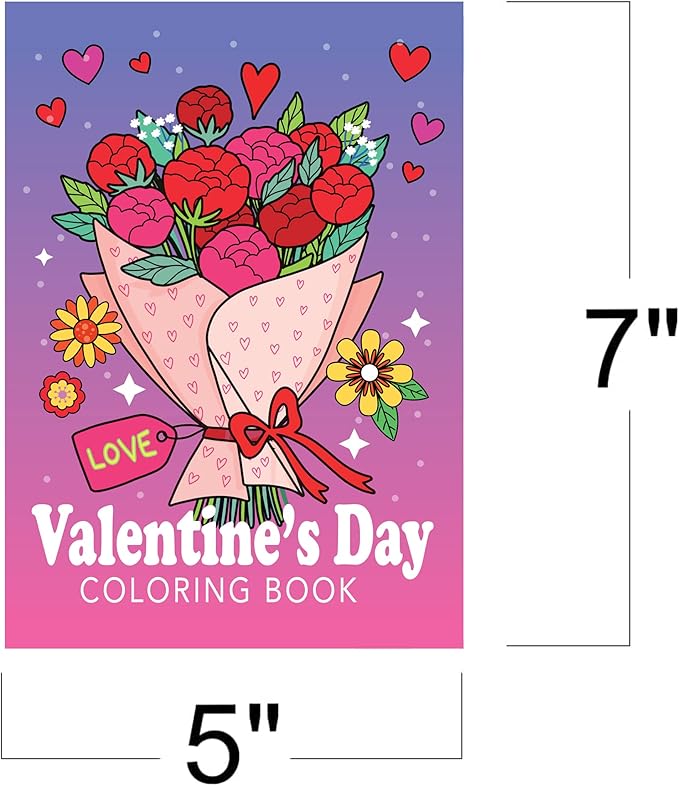 ArtCreativity 20 Packs / 5" X 7" Valentines Day Mini Coloring Books for Boys and Girls Children, 5 Designs Set for Classroom, Perfect for Creative Educational Art Home and Exchange Gifts for Toddlers