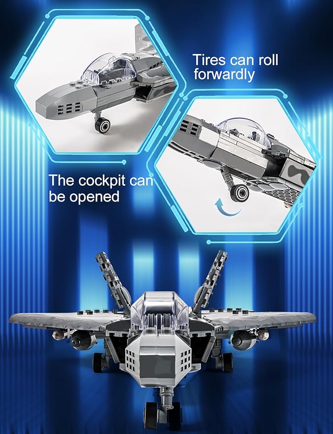 SEMKY Military Series F-22 Raptor Fighter Jet Air Force Building Block Set (626 Pieces) -Building and Military Toys Gifts for Kid and Adult