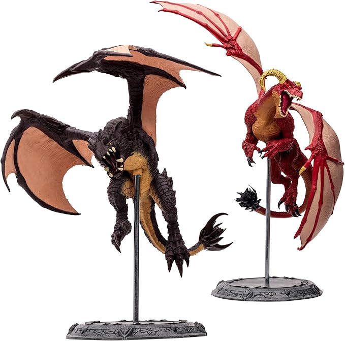 McFarlane Toys - World of Warcraft Red Highland Drake and Black Proto-Drake 2pk 1:12 Scale Posed Figures