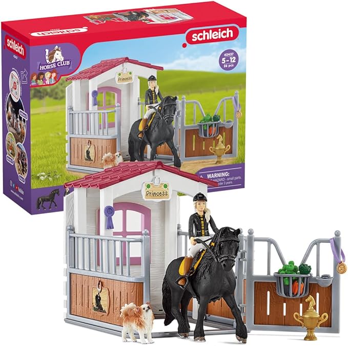 schleich HORSE CLUB — Horse Box with HORSE CLUB Tori & Princess, 26 Piece Horse Stable Play Set, Functional Horse Toys for Girls and Boys Ages 5+