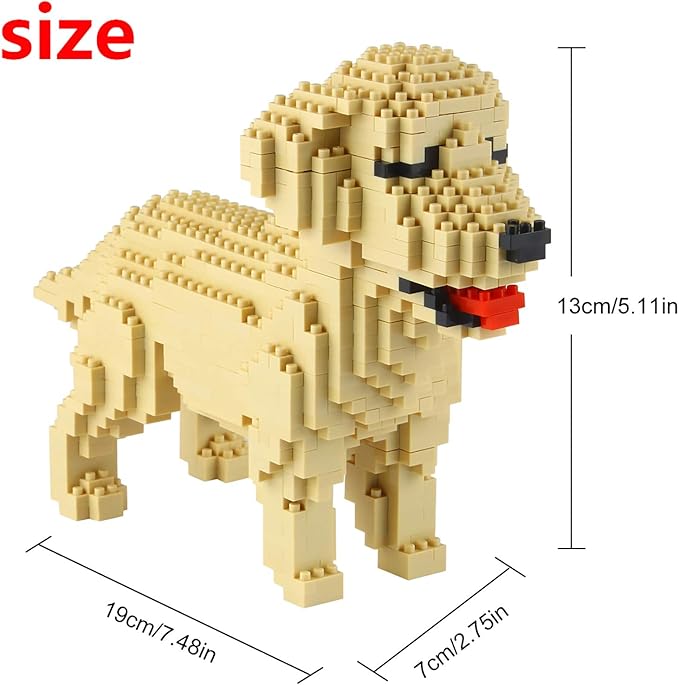 Larcele Micro Dog Building Blocks Mini Pet Building Toy Bricks,950 Pieces KLJM-02 (Golden Retriever)