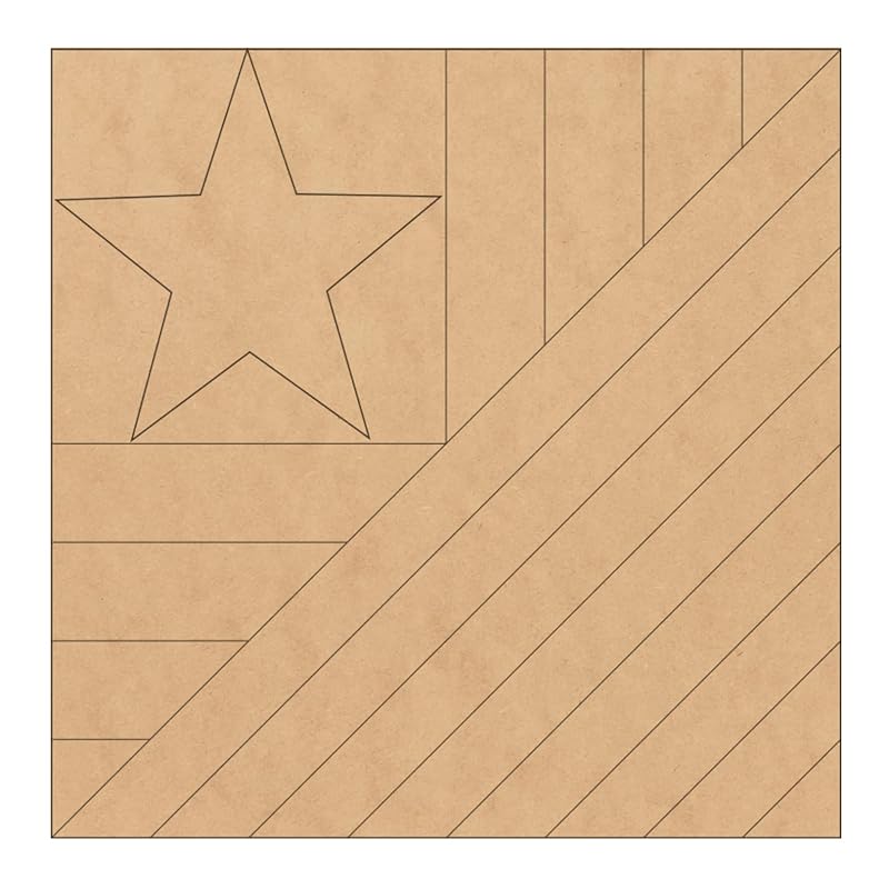 Patriotic Wooden Barn Quilt Kit, DIY Craft Painting Kit for Adults, America Barn Quilts Sign Block (15 inches, Flag with Star)