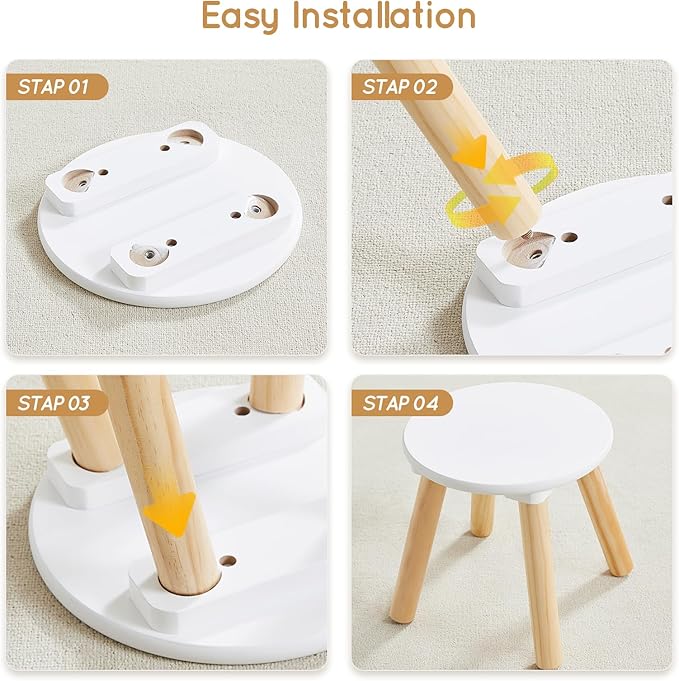 Beright Wooden Step Stool for Kids, Children's Stool Perfect Matched Sensory Table, 9 Inch Sturdy Sitting Stool with Assembled Four-Legged, 1 Pack