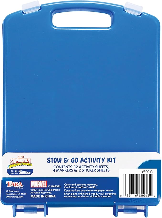 Spidey and his Amazing Friends Stow & Go Activity Kit, 17-Piece Travel Art Set, Preschool, Kids Toys for Ages 3 Up