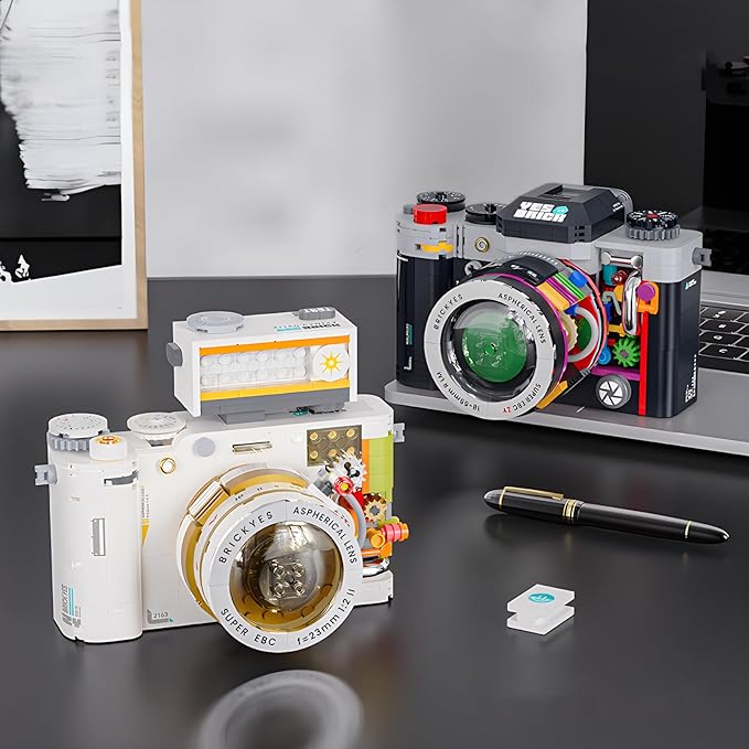 Retro Creative Camera Building Blocks for Adults,Semi Mechanical Puzzle Assembly Building Blocks Camera Toy,DSLR Camera Toy, 8 9 10 11 12