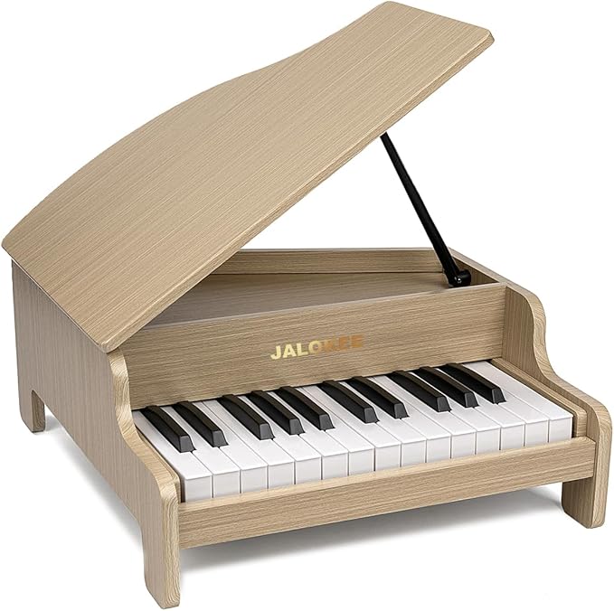 Kids Piano Keyboard, 25 Keys Grand Piano for Kids, Mini Music Educational Instrument Toy, Volume Adjustable, Wood Toy for Toddlers Girls Boys (Oak)