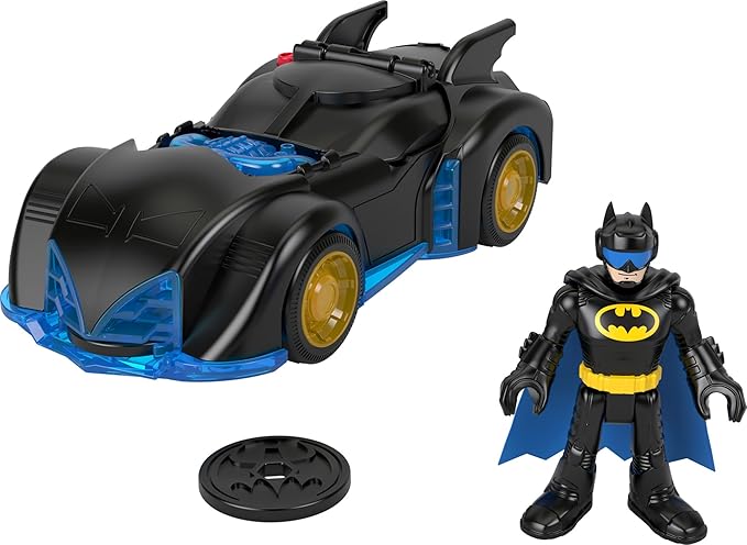 Fisher-Price Imaginext DC Super Friends Batman Toy Shake & Spin Batmobile with Poseable Figure for Pretend Play Kids Ages 3+ Years