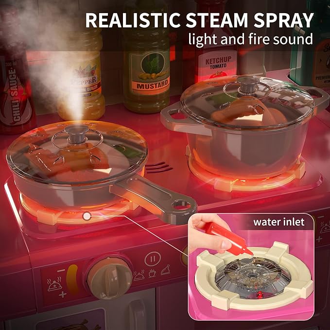 Pretend Play Kitchen Toy for Girls Age 3 4 5 6 7 8 - Toy Kitchen Accessories Food Toy for 3 4 5 6 Years Old Girls, Cutting Food Toy, Pretend Play for Toddlers 3-5, Girls Gifts Cooking Toys