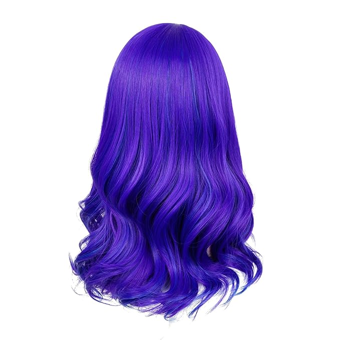 Probeauty Purple Wavy Wig for Girls Kids, Long Curly Costume Wig for Child Halloween Cosplay Birthday Party