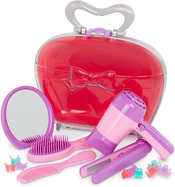 Battat- Play Circle- Hair Dryer With Sounds & Air – Carrying Case – Salon Accessories- Pretend Play Toys- Beauty Shop- 3 years + (15 Pieces)