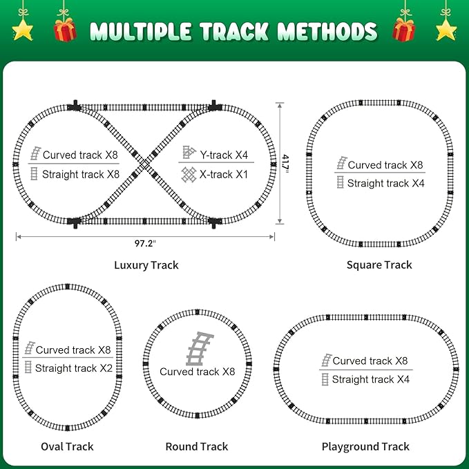Hot Bee Train Set for Boys, Alloy Remote Control Train Toys with Steam Locomotive Cargo Cars Tracks, Trains with Realistic Smoke Sound Lights,Christmas Train Toys Gifts for 3 4 5 6 7 8+ Years Old Kids