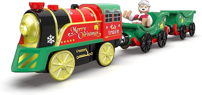 Electric Train Set for Wooden Tracks, Battery Powered Trains Toy with Lights & Sounds for Toddlers, Motorized Train for Kids Compatible with Thomas & Friends, Brio, Chuggington