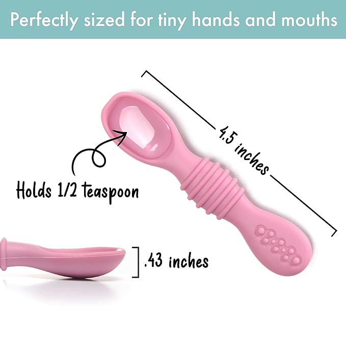 PrimaStella Silicone Chew Spoon Set for Babies and Toddlers | Safety Tested | BPA Free | Microwave, Dishwasher and Freezer Safe