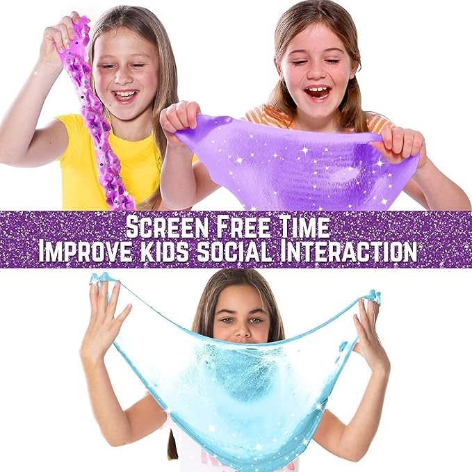 GirlZone Egg Surprise Galaxy Slime Kit for Girls, 39 Pieces to Make Glow in The Dark Slime, DIY Slime with Glitter, Fun Slime Kits for Girls 10-12