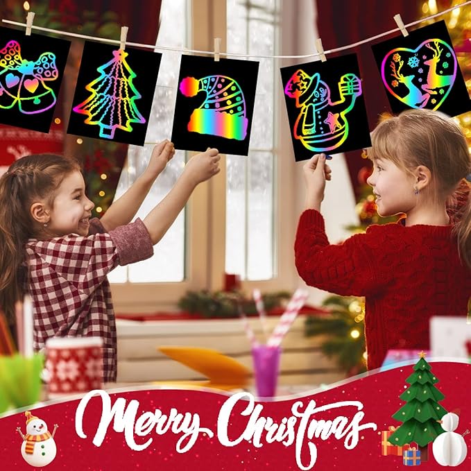 ZMLM Arts Crafts Gifts for Kids: 60PCS Rainbow Scratch Paper Art for Girls and Boys Ages 4-8 8-12 Craft Supplies Kit, Easter Basket Stuffers for Kid Toys Games Activities Valentines Day Gift (Blue)